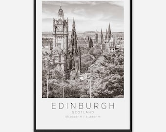 Edinburgh Scotland Travel Photo Poster BW, Edinburgh Travel Print, Minimalist Travel Poster Print DS2