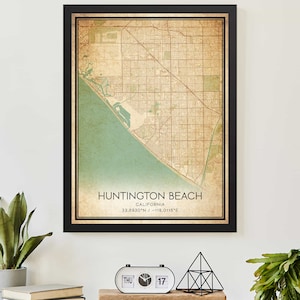 Vintage Kington Beach Kalifornien Karte Druck Poster Kundenspezifische Karte Kunst