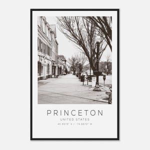 Princeton United States Travel Photo Poster BW, Princeton Travel Print, Minimalist Travel Poster Print