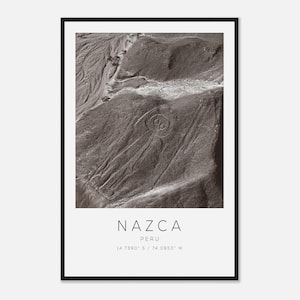 Nazca Peru Travel Photo Poster BW, Nazca Travel Print, Minimalist Travel Poster Print
