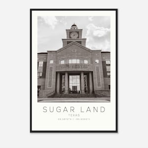 Sugar Land Texas Photo Travel Poster, Sugar Land Travel Print, Minimalist Travel Print DS2