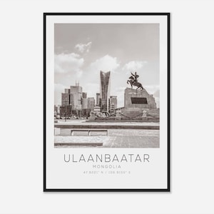 Ulaanbaatar Mongolia Travel Photo Poster BW, Ulaanbaatar Travel Print, Minimalist Travel Poster Print