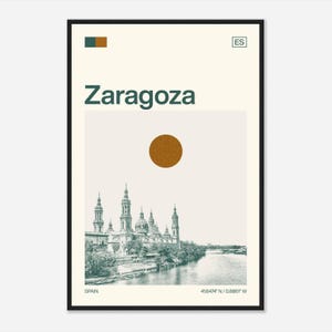 Zaragoza Spanien Minimalistisches Monochromes Reisefoto Poster