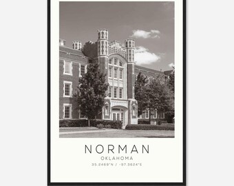 Norman Oklahoma Photo Travel Poster, Norman Travel Print, Minimalist Travel Print