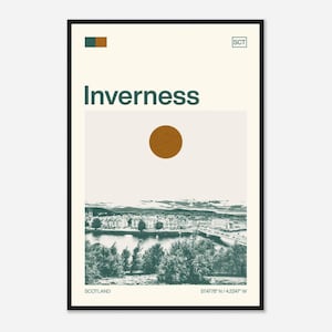 Inverness Scotland Minimalist Monochrome Travel Photo Poster