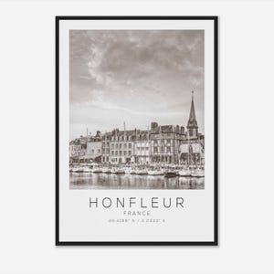 Honfleur France Travel Photo Poster BW, Honfleur Travel Print, Impresión de póster de viaje minimalista