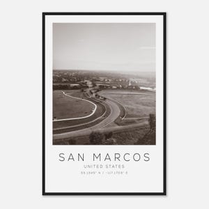 San Marcos United States Travel Photo Poster BW, San Marcos Travel Print, Minimalist Travel Poster Print