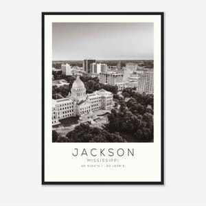 Jackson Mississippi Photo Travel Poster, Jackson Travel Print, Minimalist Travel Print DS1