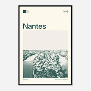 Nantes France Minimalist Monochrome Travel Photo Poster