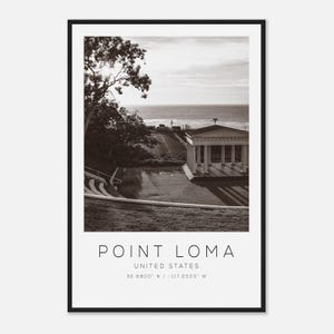 Point Loma United States Travel Photo Poster BW, Point Loma Travel Print, Minimalist Travel Poster Print