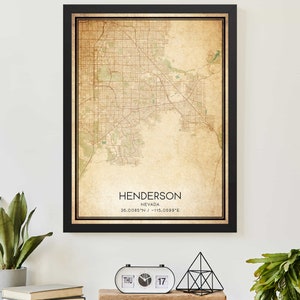 vintage Henderson Nevada carte impression affiche carte personnalisée Art