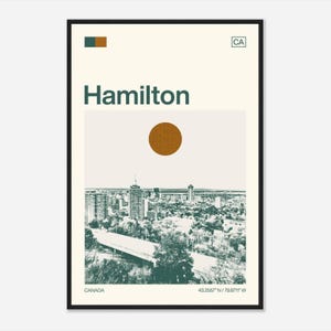 Hamilton Canada Minimalist Monochrome Travel Photo Poster
