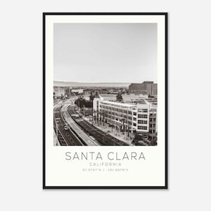 Santa Clara California Photo Travel Poster, Santa Clara Travel Print, Minimalist Travel Print