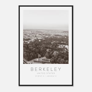 Berkeley United States Travel Photo Poster BW, Berkeley Travel Print, Minimalist Travel Poster Print