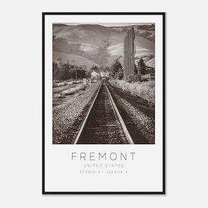 Fremont United States Travel Photo Poster BW, Fremont Travel Print, Minimalist Travel Poster Print