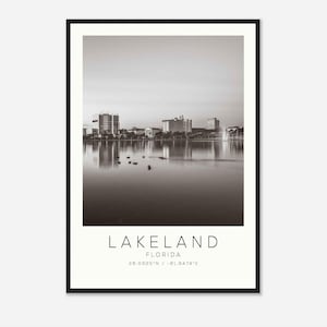 Lakeland Florida Photo Travel Poster, Lakeland Travel Print, Minimalist Travel Print DS1
