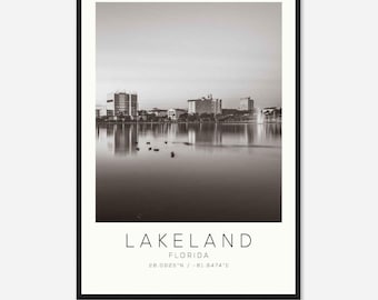 Lakeland Florida Photo Travel Poster, Lakeland Travel Print, Minimalist Travel Print DS1