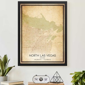 Vintage Las Vegas Nevada Karte Print Poster Custom Map Art