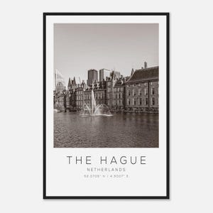 The Hague Netherlands Travel Photo Poster BW, The Hague Travel Print, Minimalist Travel Poster Print