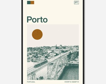 Porto Portugal Minimalist Monochrome Travel Photo Poster