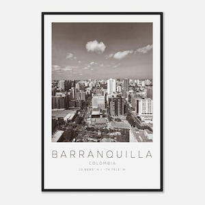 Barranquilla Colombia Travel Photo Poster BW, Barranquilla Travel Print, Minimalist Travel Poster Print