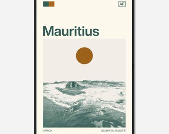 Mauritius Africa Minimalist Monochrome Travel Photo Poster