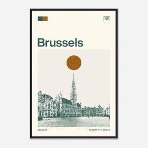 Poster photo de voyage monochrome minimaliste de Bruxelles, Belgique