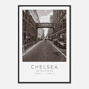 Chelsea United States Travel Photo Poster BW, Chelsea Travel Print, Minimalist Travel Poster Print