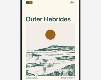 Outer Hebrides United Kingdom Minimalist Monochrome Travel Photo Poster
