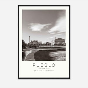 Pueblo Colorado Photo Travel Poster, Pueblo Travel Print, Minimalist Travel Print