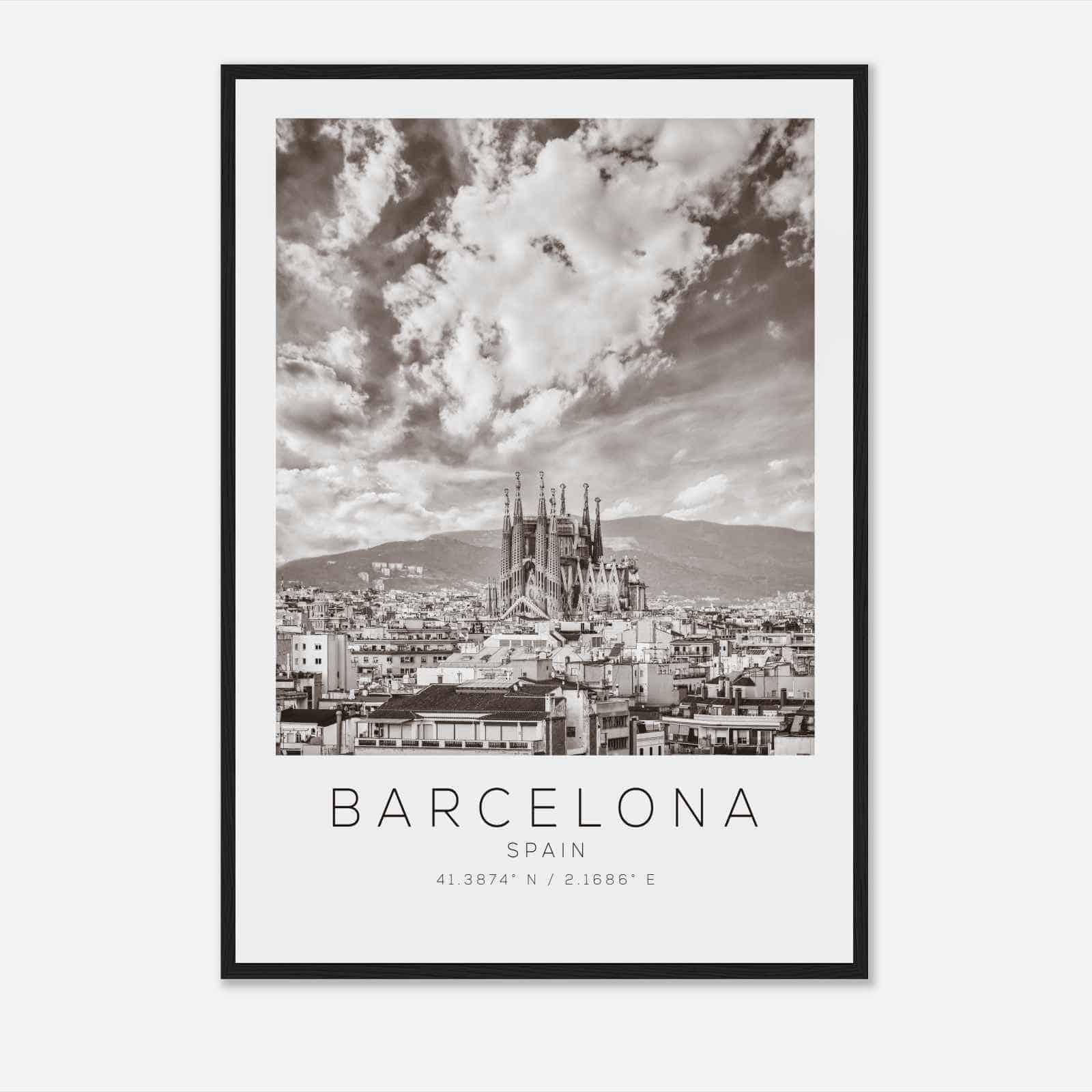BARCELONA Spain Travel Photo Poster BW, BARCELONA Travel Print, Minimalist Travel Poster Print