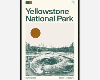 Yellowstone National Park United States Minimalist Monochrome Travel Photo Poster