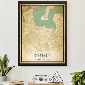 Vintage Oyster Bay New York Karte Print Poster Custom Map Art