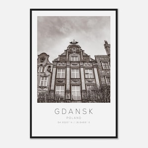 Gdansk Poland Travel Photo Poster BW, Gdansk Travel Print, Minimalist Travel Poster Print