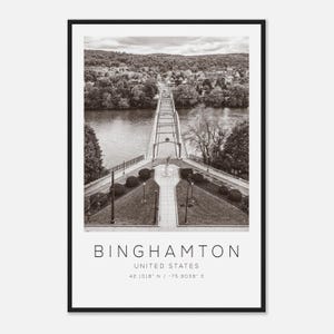 Binghamton United States Travel Photo Poster BW, Binghamton Travel Print, Minimalist Travel Poster Print