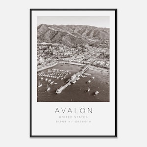 Avalon United States Travel Photo Poster BW, Avalon Travel Print, Minimalist Travel Poster Print