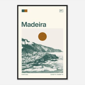 Madeira Portugal Minimalist Monochrome Travel Photo Poster