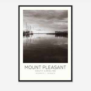 Poster fotografico di viaggio di Mount Pleasant, Carolina del Sud, stampa di viaggio di Mount Pleasant, stampa di viaggio minimalista DS2