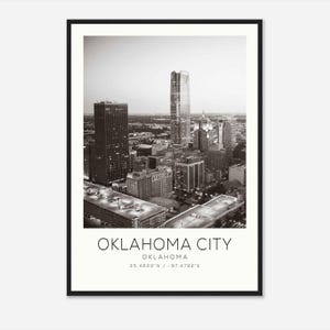Oklahoma City Oklahoma Photo Travel Poster, Oklahoma City Travel Print, Minimalist Travel Print DS1