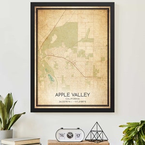 Vintage Apple Valley California Map Print Poster Custom Map Art