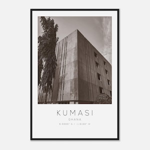 Kumasi Ghana Travel Photo Poster BW, Kumasi Travel Print, Minimalist Travel Poster Print