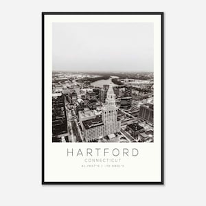 Hartford Connecticut DS1 Photo Travel Poster, Hartford Connecticut Travel Print, Minimalist Travel Print