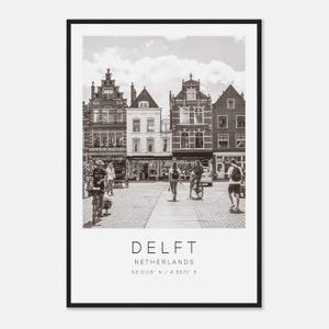 Delft Netherlands Travel Photo Poster BW, Delft Travel Print, Minimalist Travel Poster Print