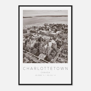 Charlottetown Canada Travel Photo Poster BW, Charlottetown Travel Print, Minimalist Travel Poster Print