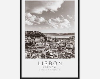 Lisbon Portugal Travel Photo Poster BW, Lisbon Travel Print, Minimalist Travel Poster Print DS2