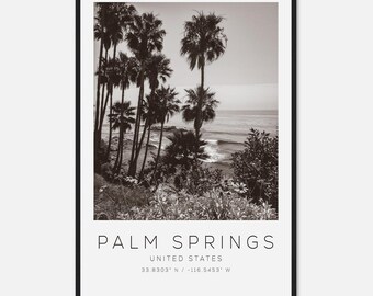 Palm Springs United States Travel Photo Poster BW, Palm Springs Travel Print, Minimalist Travel Poster Print