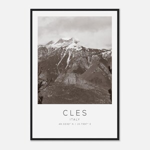 Cles Italy Travel Photo Poster BW, Cles Travel Print, Minimalist Travel Poster Print