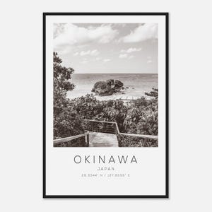 Okinawa Japan Travel Photo Poster BW, Okinawa Travel Print, Minimalist Travel Poster Print