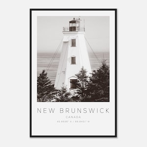 New Brunswick Canada Travel Photo Poster BW, New Brunswick Travel Print, Minimalist Travel Poster Print
