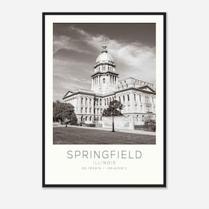 Springfield Illinois Photo Travel Poster, Springfield Travel Print, Minimalist Travel Print